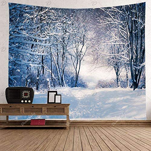 WAXB Tapisserie Schneelandschaft Wandteppich Wandbehang Schneewald Drucken Wohnzimmer Dekor Wohnzimmer, Wohnheim Dekor Geschenk 70,8 X 90,5 Zoll （180 X 230 cm） von WAXB