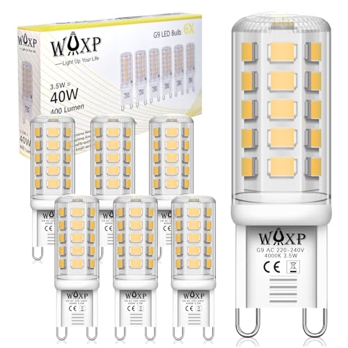 WAXP G9 LED Lampe Neutralweiß 3.5W, Entspricht Class F 4W G9 LED Lampe 4000K LED Leuchtmittel, Entspricht Ersetzt 40W Halogenlampe, 400 Lumen, Nnicht Dimmbar Glühbirnen, 6er-Pack WAXP G9 LED Lampe Neutralweiß 3.5W, Entspricht Class F 4W G9 LED Lampe 4000K LED Leuchtmittel, Entspricht Ersetzt 40W Halogenlampe, 400 Lumen, Nnicht Dimmbar Glühbirnen, 6er-Pack von WAXP