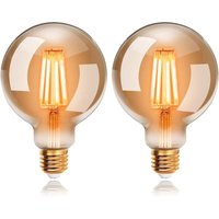 G95 E27 LED-Glühbirne, 4 W, Warmweiß, Retro-Glühfadenlampe, entspricht 40-W-Glühbirne, nicht dimmbar, 2er-Pack G95 E27 LED-Glühbirne, 4 W, Warmweiß, Retro-Glühfadenlampe, entspricht 40-W-Glühbirne, nicht dimmbar, 2er-Pack von WAY