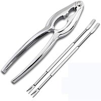 Krabbenknacker-Set, 3-teiliges Meeresfrüchte-Werkzeugset, Nussknacker aus Metall, Nussknacker mit Krabbenschere und 2 Krabbengabeln von WAY