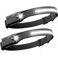 WAY - Set mit 2 LED-Scheinwerfersensor-Scheinwerfer Leistungsstarke Kopflampe cob xpe 5 Modi usb wiederaufladbare wasserdichte Lauflampe von WAY