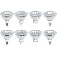 WAY - Halogenlampe GU5.3 MR16 35 w 12 v Warmweiß 2800 k dimmbar, Glasabdeckung 400 Lumen, 2-poliger Spot-Ersatz, 8 Stück von WAY