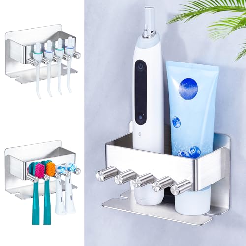 WAYASI Zahnbürstenhalter Wand, Halterung Elektrische Zahnbürste Ohne Bohren Zahnbürstenkopf Halter Selbstklebend Zahnpastaspender für Badezimmer, Edelstahl Aufsteckbürsten Halter Zahnbürsten Organizer WAYASI Zahnbürstenhalter Wand, Halterung Elektrische Zahnbürste Ohne Bohren Zahnbürstenkopf Halter Selbstklebend Zahnpastaspender für Badezimmer, Edelstahl Aufsteckbürsten Halter Zahnbürsten Organizer von WAYASI