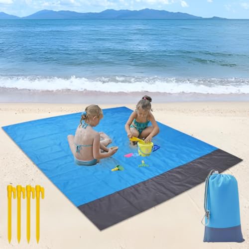 210 x 200 cm Stranddecke, Extra Groß Outdoor Picknickdecke Strandmatte, Schnelltrocknend Sandfrei und Wasserdicht, Leicht und Tragbar, Perfekt für Reisen, Camping, Strandurlaub von WAYBWZDQ