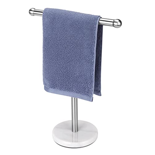 Handtuchhalter Ständer mit schwerem Edelstahlsockel, T-Form Handtuchhalter, freistehend für Badezimmer Waschtisch, Arbeitsplatte, 304 Edelstahl (gebürstetes Silber) von WAYDELI