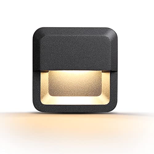 WAYEE Aussenlampe Außenlampe Treppenspots LED3W Außenleuchte Wand Treppenbeleuchtung Anthrazit,IP54 Wandleuchte Wandlampe Aussen Kleine Quadrat,Außenbeleuchtung Außenwandleuchte Hauswand 2PACK von WAYEE