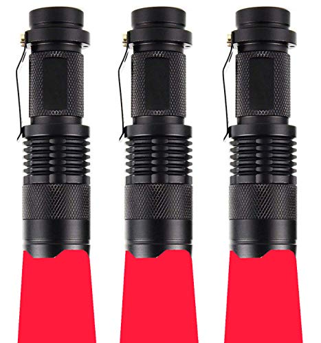 WAYLLSHINE (3 Stück) Rotlicht-Taschenlampe, 1 Modus rote LED-Taschenlampe, rotes LED-Licht für Astronomie, Luftfahrt, Nachtbeobachtung von WAYLLSHINE