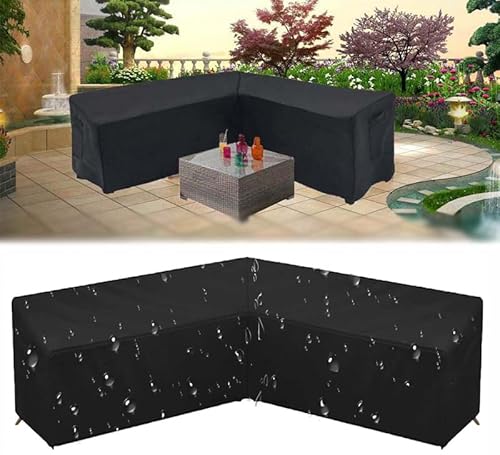 Abdeckung Für Gartenmöbel L-Form,Abdeckhaube,Schutzhülle Gartenmöbel Abdeckung Für Ecksofa | L Form Lounge AbdeckplaneI Gartenmöbel Abdeckung Wasserdicht I UV-beständig (L-Form 260x192x82cm) von WAYRGN