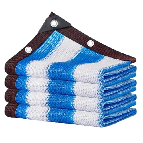 Blau Weiß Schattierungsnetz, Sonnenschutz-Beschattungstuch, Schattennetz für Gewächshaus, Schattiernetz mit Ösen, Sonnensegel für Garten Außen Pflanze(5X12m/17'x39') von WAZCSD