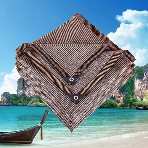 Braun Schattierungsnetz, Beschattung für Terrassenüberdachung, Atmungsaktiv Schattiernetz mit Ösen, Leicht Schattennetz 95% Shading Rate, Beschattungsnetz für Gewächshaus, Garten(8X10m/26'x33') von WAZCSD