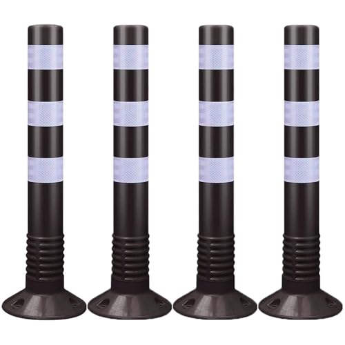 Flexible Verkehrspfosten aus Kunststoff,75 cm Sicherheits-Pollerpfosten,Parksperren mit reflektierendem,Einfahrtsbarrieren für Straßen,Baustellen,Parkplätze(Black,4pcs) von WAZCSD