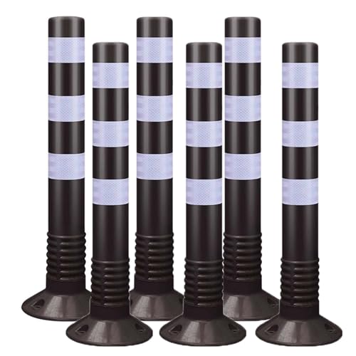 Flexible Verkehrspfosten aus Kunststoff,75 cm Sicherheits-Pollerpfosten,Parksperren mit reflektierendem,Einfahrtsbarrieren für Straßen,Baustellen,Parkplätze(Black,6pcs) von WAZCSD
