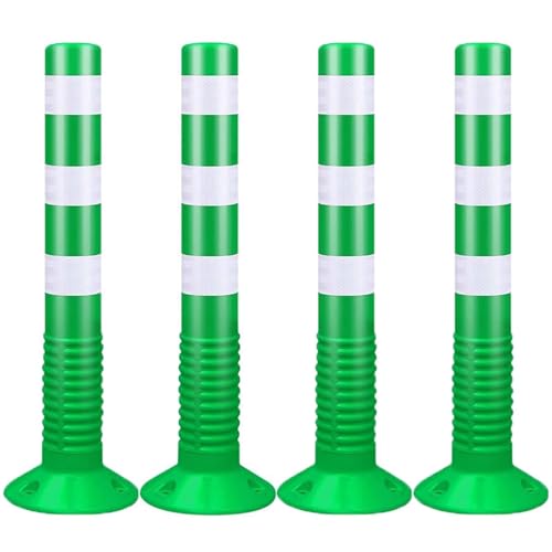 Flexible Verkehrspfosten aus Kunststoff,75 cm Sicherheits-Pollerpfosten,Parksperren mit reflektierendem,Einfahrtsbarrieren für Straßen,Baustellen,Parkplätze(Green,4pcs) von WAZCSD