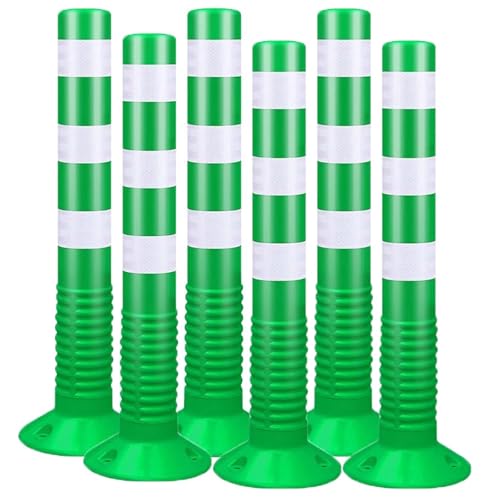 Flexible Verkehrspfosten aus Kunststoff,75 cm Sicherheits-Pollerpfosten,Parksperren mit reflektierendem,Einfahrtsbarrieren für Straßen,Baustellen,Parkplätze(Green,6pcs) von WAZCSD
