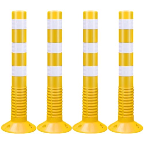 Flexible Verkehrspfosten aus Kunststoff,75 cm Sicherheits-Pollerpfosten,Parksperren mit reflektierendem,Einfahrtsbarrieren für Straßen,Baustellen,Parkplätze(Yellow,4pcs) von WAZCSD
