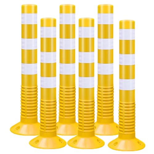 Flexible Verkehrspfosten aus Kunststoff,75 cm Sicherheits-Pollerpfosten,Parksperren mit reflektierendem,Einfahrtsbarrieren für Straßen,Baustellen,Parkplätze(Yellow,6pcs) von WAZCSD