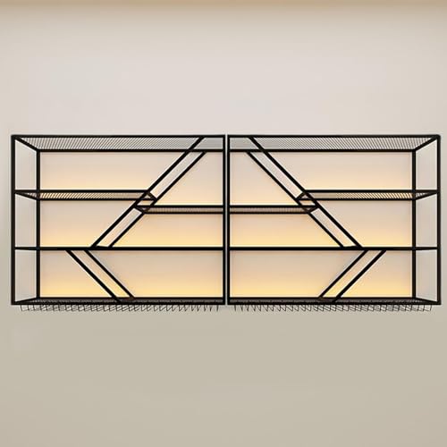 Großes Weinregal Zur Wandmontage Mit LED-Leuchten,Weinpareite Display Rack, Weinglashalter Flaschenregal,Metall Schwebende Regale,Aufbewahrungseinheiten Aus Glas,Für Zuhause Und Küche(Size:200cm/78.7x von WAZCSD