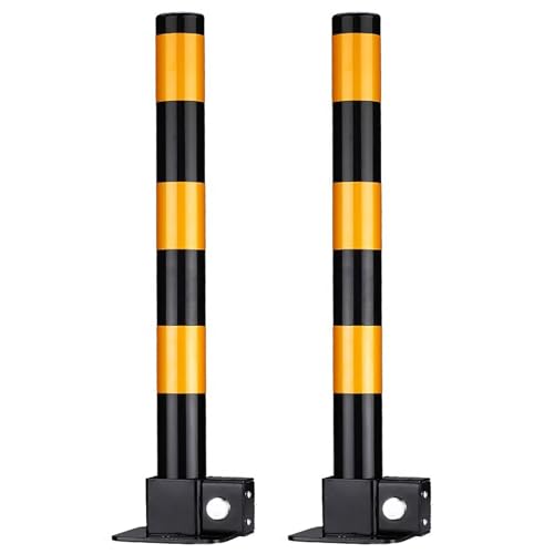 Klappbarer Sicherheitspoller Parkplatzsperren Einfahrtpoller, faltbarer Pollerpfosten-Parkbarriere, robustes Parkschloss mit reflektierenden Streifen(Black Yellow,2pcs) von WAZCSD