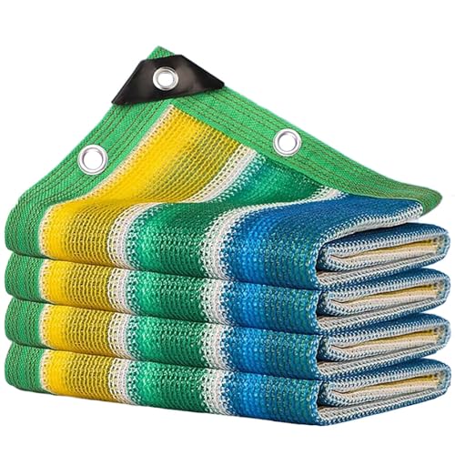 Regenbogenstreifen Schattierungsnetz, 97% Beschattung für Terrassenüberdachung, Atmungsaktiv Schattiernetz mit Ösen, Beschattungsnetz für Gewächshaus, Garten(2X9m/7'x30') von WAZCSD