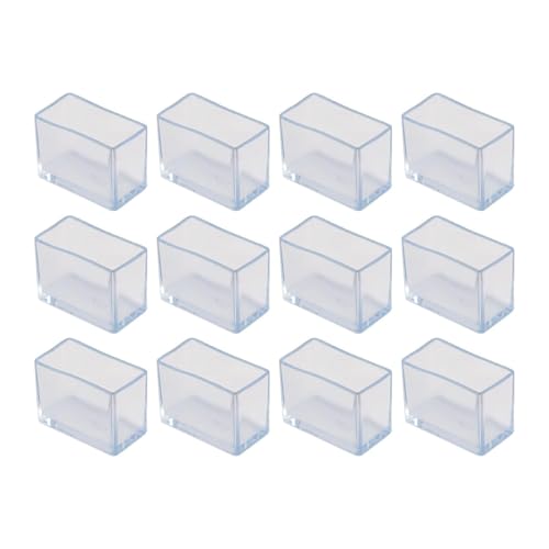 WAZUBC 12 Stück Silikon Stuhlbein Bodenschoner, Rechteckige Stuhlbeinschutzkappe kleine Möbelgleiter Unterseite Stuhlbein zum Schutz von Hartholzböden (30 x 60 mm) von WAZUBC