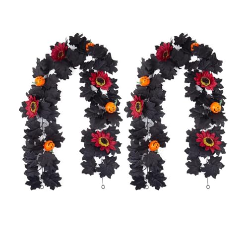 Herbst-Ahornblatt-Girlande, 175 cm Länge, Halloween, künstliche Blätter-Dekoration für Thanksgiving, Halloween, Heimdekoration (Stil 1) von WAZUBC