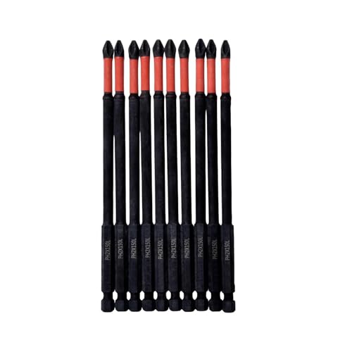 Magnetische PH2-Schraubendreher-Bits, TS2-Stahl, rutschfest, Kreuzschlitz-Bohrer für Haushaltsgeräte, Reparatur, Möbelmontage (150 mm), 10 Stück von WAZUBC
