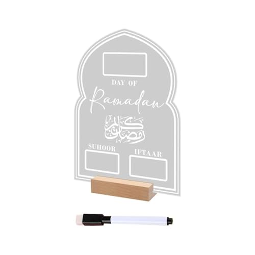 WAZUBC Ramadan Adventskalender, Acryl Countdown Kalender Acryl Ramadan Countdown Kalender für Ramadan Kareem Tischdekoration (F) von WAZUBC