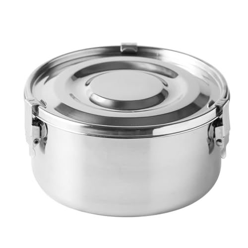 WAZUBC Edelstahl Lunchboxen, Rund Edelstahl Lebensmittel Bento Boxen Lunch Behälter Metall Lunchbox für Camping, Reisen, Schule, Arbeit (12cm) von WAZUBC
