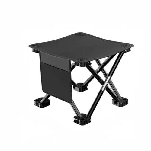 WAZUBC Leichter tragbarer Klappstuhl, Outdoor Bequemer Klappstuhl Campingstuhl mit Tragetasche und Seitentasche für Angeln, Picknick, Garten und Outdoor (Schwarz) von WAZUBC
