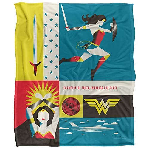 Wonder Woman Icons Überwurfdecke, seidig, superweich, 152 x 127 cm von WB 100