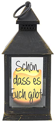 Kunststoff-Laterne mit LED-Kerze & Timer, Schön dass es Euch gibt, schwarz 24x10,5x10,5cm, Batterie LED-Licht LED-Laterne LED-Lampe mit Text Spruch von WB wohn trends