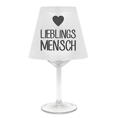 Lampenschirm für Weinglas ~ Lieblings-Mensch mit Herz, grau ~ Schirm ohne Glas ~ Windlicht von WB wohn trends