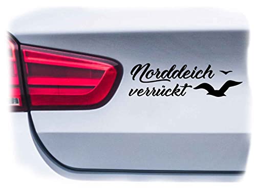 WB wohn trends Auto-Aufkleber, Norddeich verrückt, Gold, 15cm breit, KFZ-Sticker LKW Spruch von WB wohn trends