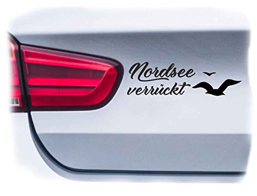 WB wohn trends Auto-Aufkleber, Nordsee verrückt, Silber, 15cm breit, KFZ-Sticker LKW Spruch von WB wohn trends