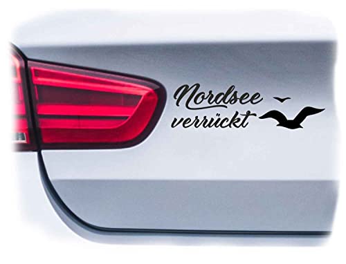 WB wohn trends Auto-Aufkleber, Nordsee verrückt, weiß, 22cm breit, KFZ-Sticker LKW Spruch von WB wohn trends