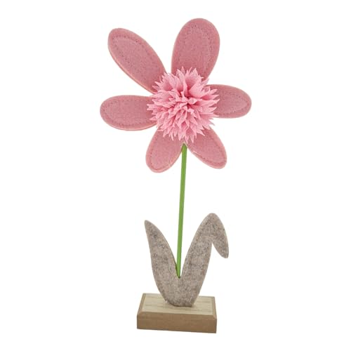 WB wohn trends Filz-Blume auf Holz-Fuß, rosa klein 21,5x9,5x4cm, Ostern Frühling Sommer, Auswahl von Farbe und Größe möglich von WB wohn trends