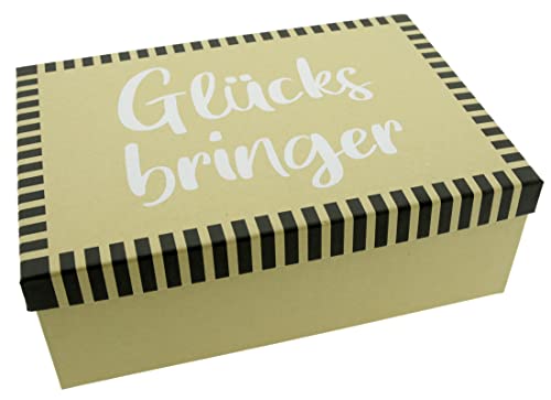 WB wohn trends Geschenkbox, Glücksbringer, Karton in Natur-Optik, 18x10,5x7cm, 6989, Größe&Farbe wählbar, Kiste Box aus Pappe von WB wohn trends