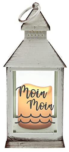 WB wohn trends Kunststoff-Laterne mit LED-Kerze & Timer, Moin Moin, Weiss 24x10,5x10,5cm, Batterie LED-Licht LED-Laterne LED-Lampe mit Text Spruch WB wohn trends Kunststoff-Laterne mit LED-Kerze & Timer, Moin Moin, Weiss 24x10,5x10,5cm, Batterie LED-Licht LED-Laterne LED-Lampe mit Text Spruch von WB wohn trends