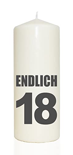 WB wohn trends Spruchkerze, ENDLICH 18, grau, 20cm, 765g d8cm, Kerze mit Spruch, Brenndauer ca 70 Std WB wohn trends Spruchkerze, ENDLICH 18, grau, 20cm, 765g d8cm, Kerze mit Spruch, Brenndauer ca 70 Std von WB wohn trends