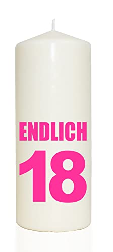 WB wohn trends Spruchkerze, ENDLICH 18, pink, 20cm, 765g d8cm, Kerze mit Spruch, Brenndauer ca 70 Std WB wohn trends Spruchkerze, ENDLICH 18, pink, 20cm, 765g d8cm, Kerze mit Spruch, Brenndauer ca 70 Std von WB wohn trends