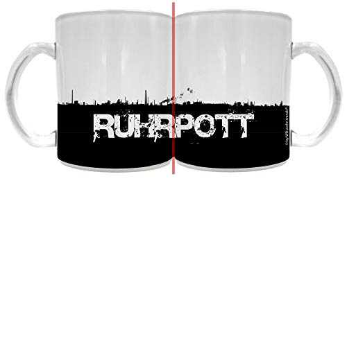 WB wohn trends Tee-Glas mit rundum Motiv: Ruhrpott Skyline ~ Farbe: Milchglas ~ Kaffee-Tasse mit Motiv von WB wohn trends