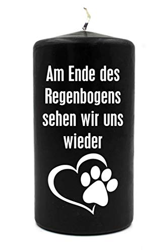WB wohn trends Trauer-Kerze, Am Ende des Regenbogens... Hund Katze Tier-Pfote, schwarz weiß, 15cm d=8cm, Spruch-Kerze Gedenk-Kerze WB wohn trends Trauer-Kerze, Am Ende des Regenbogens... Hund Katze Tier-Pfote, schwarz weiß, 15cm d=8cm, Spruch-Kerze Gedenk-Kerze von WB wohn trends