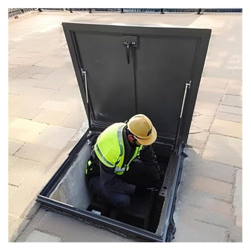 Dachausstieg Ausstieg Dachluke Aus Verzinktem Pulverbeschichtetem Stahl Wetterfest Kellerabdeckung in Aluminium Treppenhäuser, Garagen(65x65cm/2.13x2.13ft) von WBBML