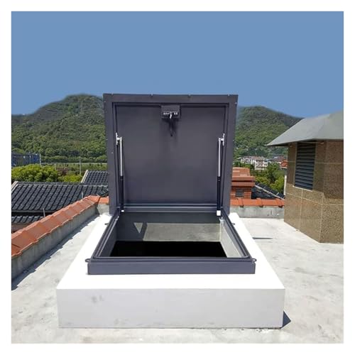 Dachluke mit Verzinktem Rahmen Dunkelgrau Deckzugangsluke Abdeckung Flachdach Einstiegsluke Tür Balkondächer(60x60cm/1.97x1.97ft) von WBBML