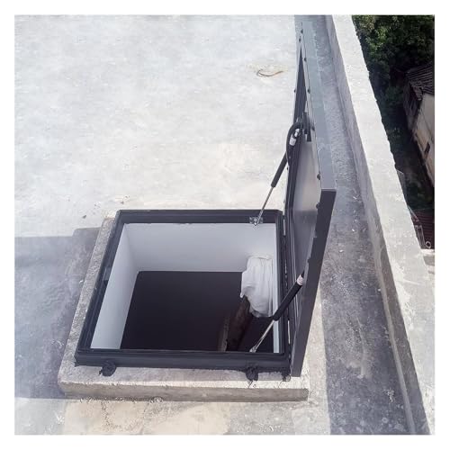 Stahl Ausstieg Dachluke Schacht Keller Aufstiegs Abdeckung Dunkelgrau Brunnenkopf Deckel Lagerhaus, Oberste Etage Innenhofs(80x80cm/2.62x2.62ft) von WBBML