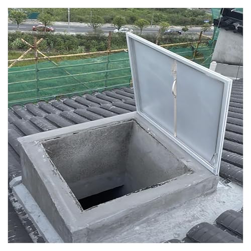 Stahl Ausstieg Dachluke Wasserdicht Notzugangsdeckel Flachdach Sicherheitstür Keller von Industriegebäuden(60x60cm/1.97x1.97ft) von WBBML