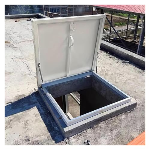 Stahl Dachbodenlukendeckel Kellerabdeckung in Aluminium Sturmfest Einstiegsluke Oberlichter für Terrassen(60x60cm/1.97x1.97ft) von WBBML