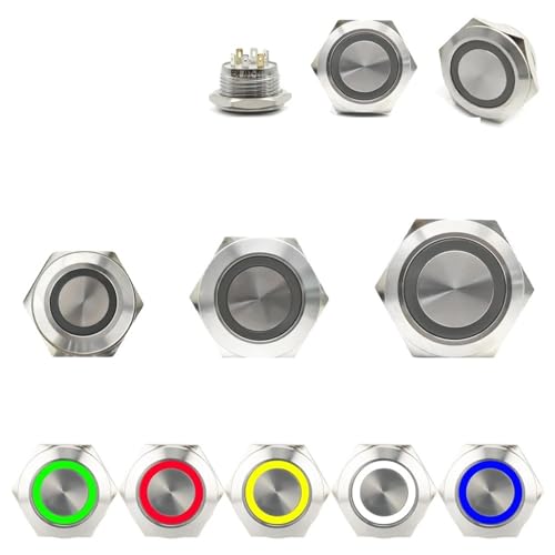 16/19/22mm 3 Dreifarbiger RGB-LED-Lichtschalter Kurzhub Momentan Selbstrücksetzen 1St(16MM_12-24V) von WBCDXCBB