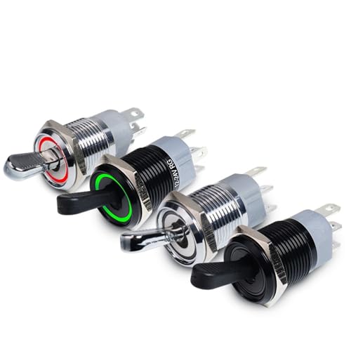 16MM Gelb Blau LED Licht Selbsthemmend 2 Position Ein Aus Taste 1NO1NC 15A 12V 220V 3pin/5pin 1Pcs(BLACK SHELL_12-24V) von WBCDXCBB