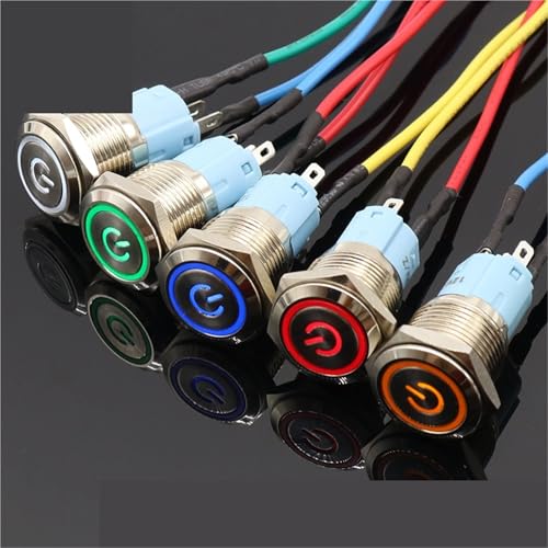 16mm LED Power Push Button Switch Selbsthemmend Typ Ein-Aus 5V 12V 220V 1 Stücke(5V Orange) von WBCDXCBB